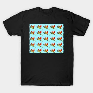 Parrot on Blue Background Cute Bird Animal Social Distancing FaceMask T-Shirt